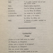 Program for the theatrical production, Cleopatra y los otros