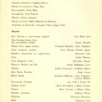 Program for the theatrical production, Plácido