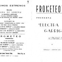 Program for the production, "Electra Garrigó" (Havana, 1948)