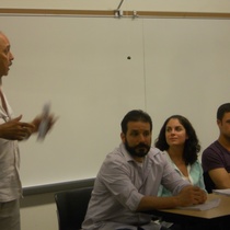 Photographs of staged reading, La ventana de los Chéveres