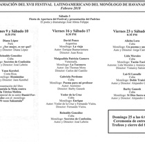 Program for the festival, XVII Festival Latinoamericano del Monólogo