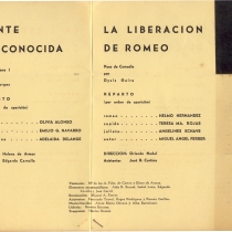 Programs for the productions, "Gente desconocida" and "La liberación de Romeo"