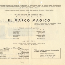 Program for the production, "El marco mágico"