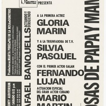 Playbill for the production, "Cosas de papá y mamá"