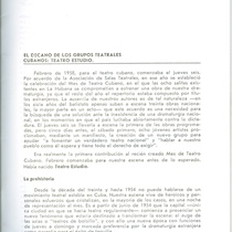 Information leaflet about the history of the "Grupo Teatro Estudio"