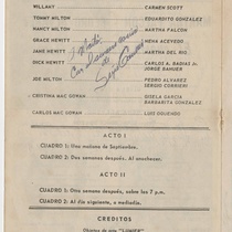 Autographed program for the production, "El cuarto lleno de rosas"