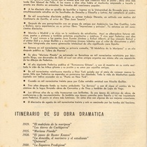 Program for the theatrical production, Doña Rosita la soltera