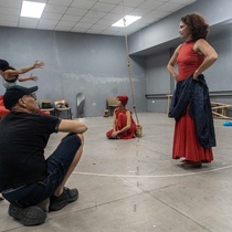 Photographs of a rehearsal for the theatrical production, Mar nuestro