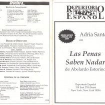 Program for the theatrical production, Las penas saben nadar