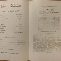 Program for the theatrical production, Knock ou Le Triomphe de la Médecine