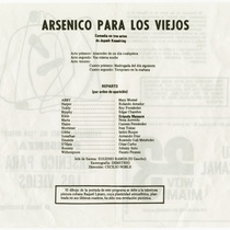 Program for the theatrical production, Arsénico para los viejos