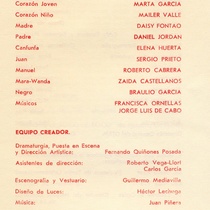 Program for the theatrical production, Arriba corazon