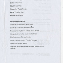 Program for the theatrical production, El tío Vania