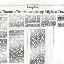 Press releases for the theatrical productions, Lucy Loves Me, and Miriam's Flowers 