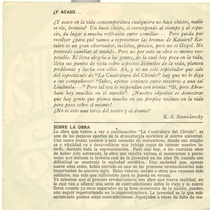 Program for the theatrical production, Cuadratura del círculo