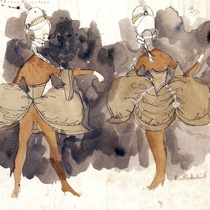 Costume Design Drawings (21-40) for the production, "Oh, la gente"