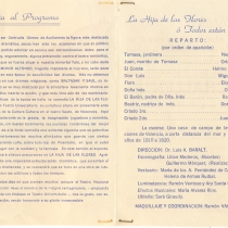 Program for the production, "La hija de las flores o Todos están locos"