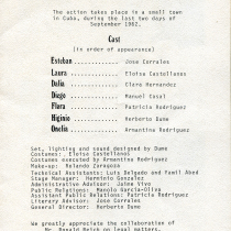 Program for the theatrical production, La casa vieja