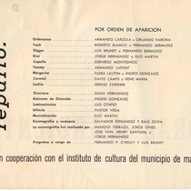 Program for the theatrical production, "Corazón ardiente"