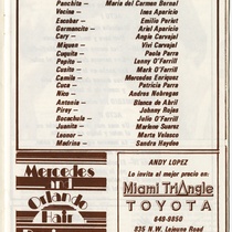 Program for the theatrical production, Santa Camila de la Habana Vieja