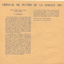 Program for the festival, Festival de Teatro de La Habana 1982