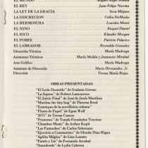 Program for the production, "El gran teatro del mundo"