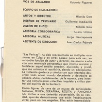 Program for the theatrical production, El caso de los libros que nadie solicita