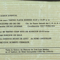 Program for the theatrical production, El efecto de los rayos gama sobre las caléndulas