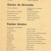 Program for the theatrical production, "La fuga"