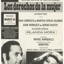 Playbill for the production, "Los derechos de la mujer" (Women's rights)