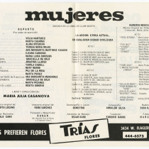 Program for the production, "Mujeres" (Women)