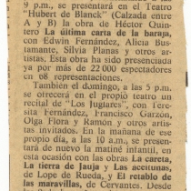 Review for the production, "La última carta de la baraja"