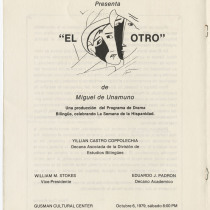 Program for the production, "El otro" (The other)