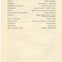 Program for the theatrical production, Morir del cuento (Teatro Estudio)