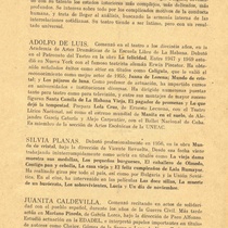 Program for the theatrical production, "La fuga"