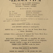 Program for the production, "Llama viva" (Havana, 1956)