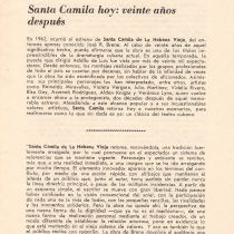 Program for the theatrical production, Santa Camila de la Habana Vieja