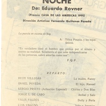 Program for the theatrical production, Volvio una noche