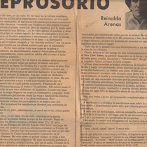 Press clipping of Reinaldo Arenas' Leprosorio