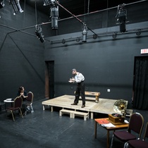 Photographs of a rehearsal for the theatrical production, El día que me quieras