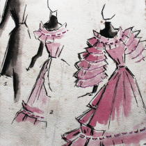 Costume design drawing for the theatrical production, La Cucarachita Martina y el Ratoncito Pérez
