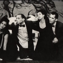 Photograph of Déxter Cápiro, Alina Rodríguez, Mario Guerra and Laura de la Uz in the production, "La boda"