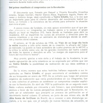 Information leaflet about the history of the "Grupo Teatro Estudio"