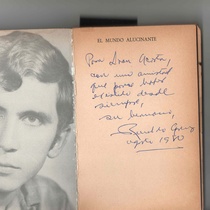 Signed copy of the first edition of Reinaldo Arenas, El mundo alucinante