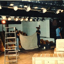 Photographs of rehearsal of the theatrical production, La Víctima