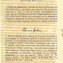 Program for the Teatro Nacional theatrical production, El efecto de los rayos gamma sobre las caléndulas