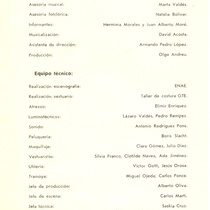 Program for the theatrical production, Santa Camila de la Habana Vieja