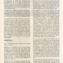 Information leaflet, "Teatro Universitario: Apuntar a lo alto"