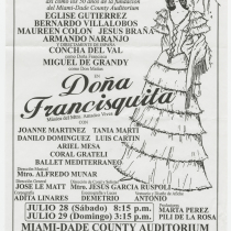 Playbill for the production, "Doña Francisquita"