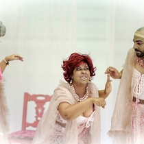 Photographs of rehearsal for the theatrical production, Tres magníficas putas